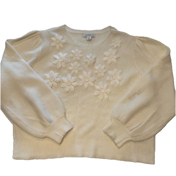 NWT Liz Claiborne Womens Crew Neck Cream Long Sleeve Floral Sweater PXXL - Picture 13 of 13